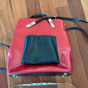 Beijo purse convertible back pack shoulder bag in red patent